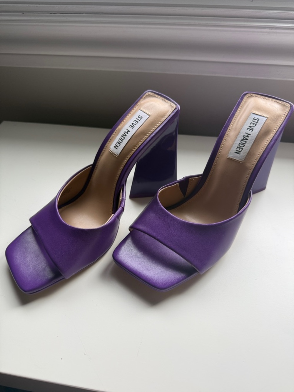 Steve Madden Purple Square-Toe High Heel Mules - Picture 10 of 10